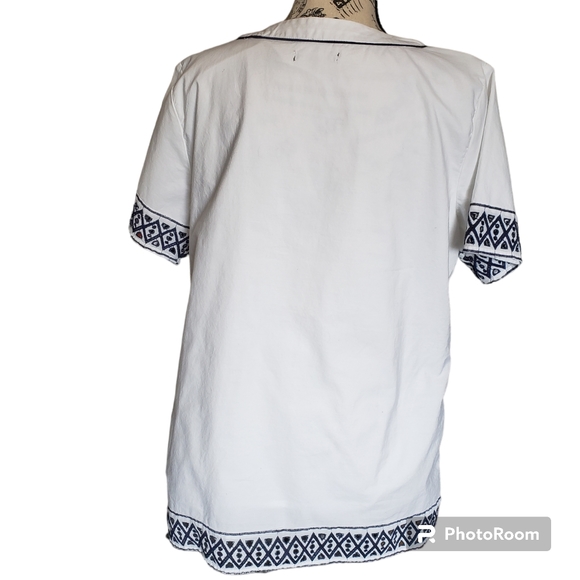 Adrianna papell womens woven office casual blouse geometic Embroidered size L - Picture 2 of 12